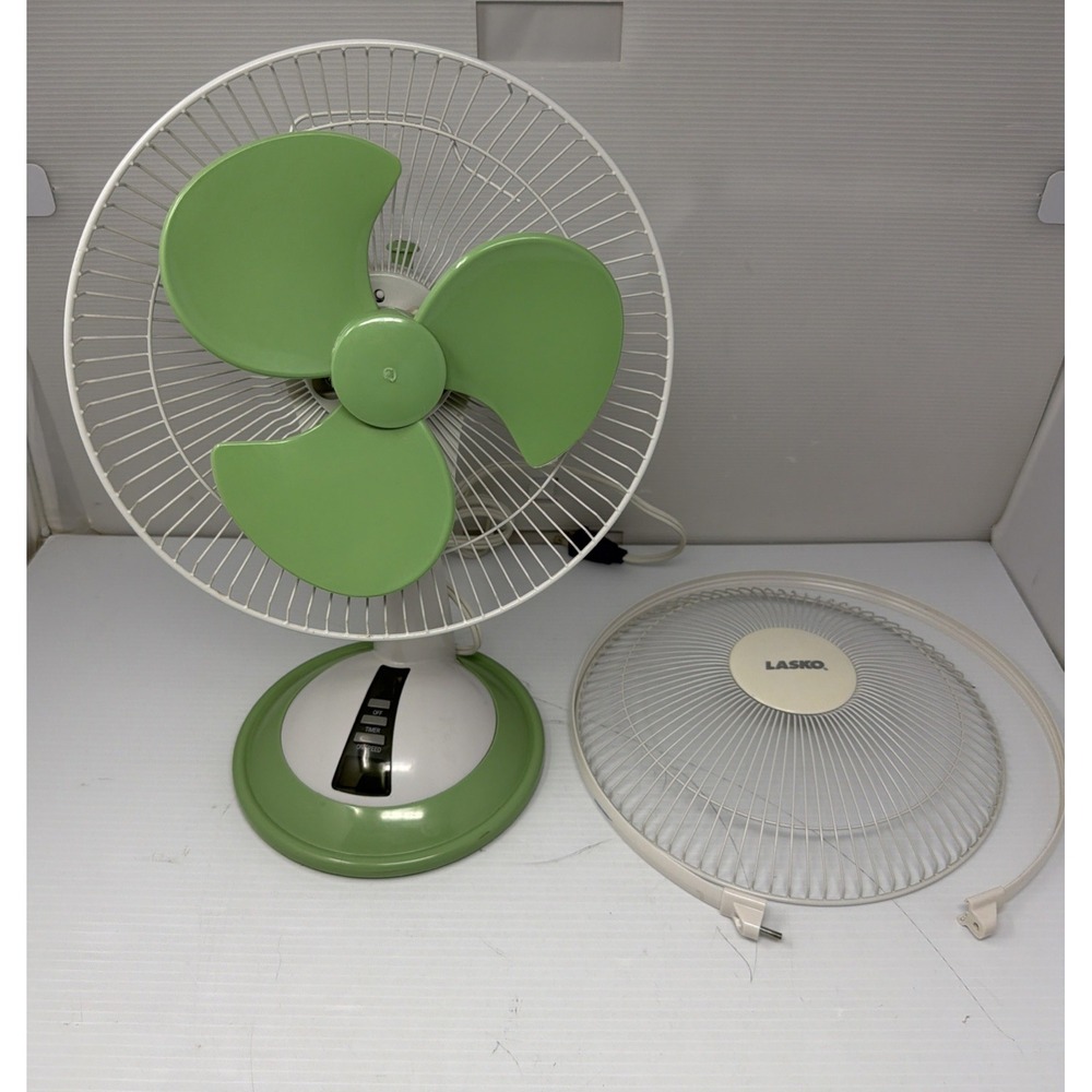 Vintage LASKO Desk Fan Type 9 Model 2094 Green Two Speed Tested Clean READ